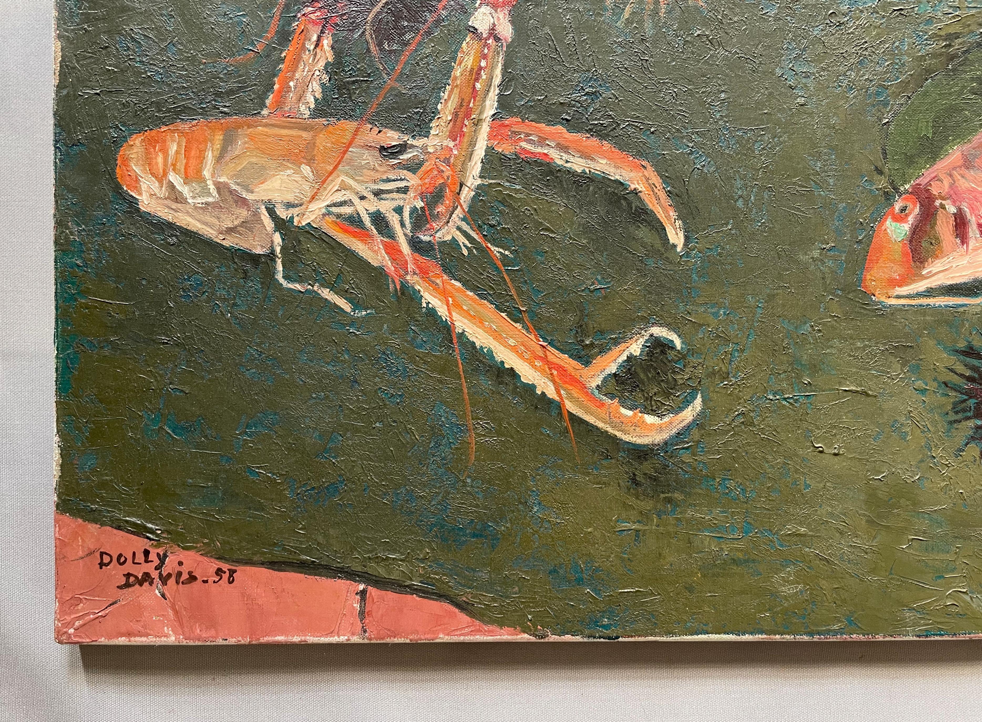 Dolly Davis, Still Life With Shellfish, Oil On Canvas, Large Format For Sale 6