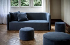 'Dolly' Petrol Blue Velvet Upholstered 3-Seater Sofa