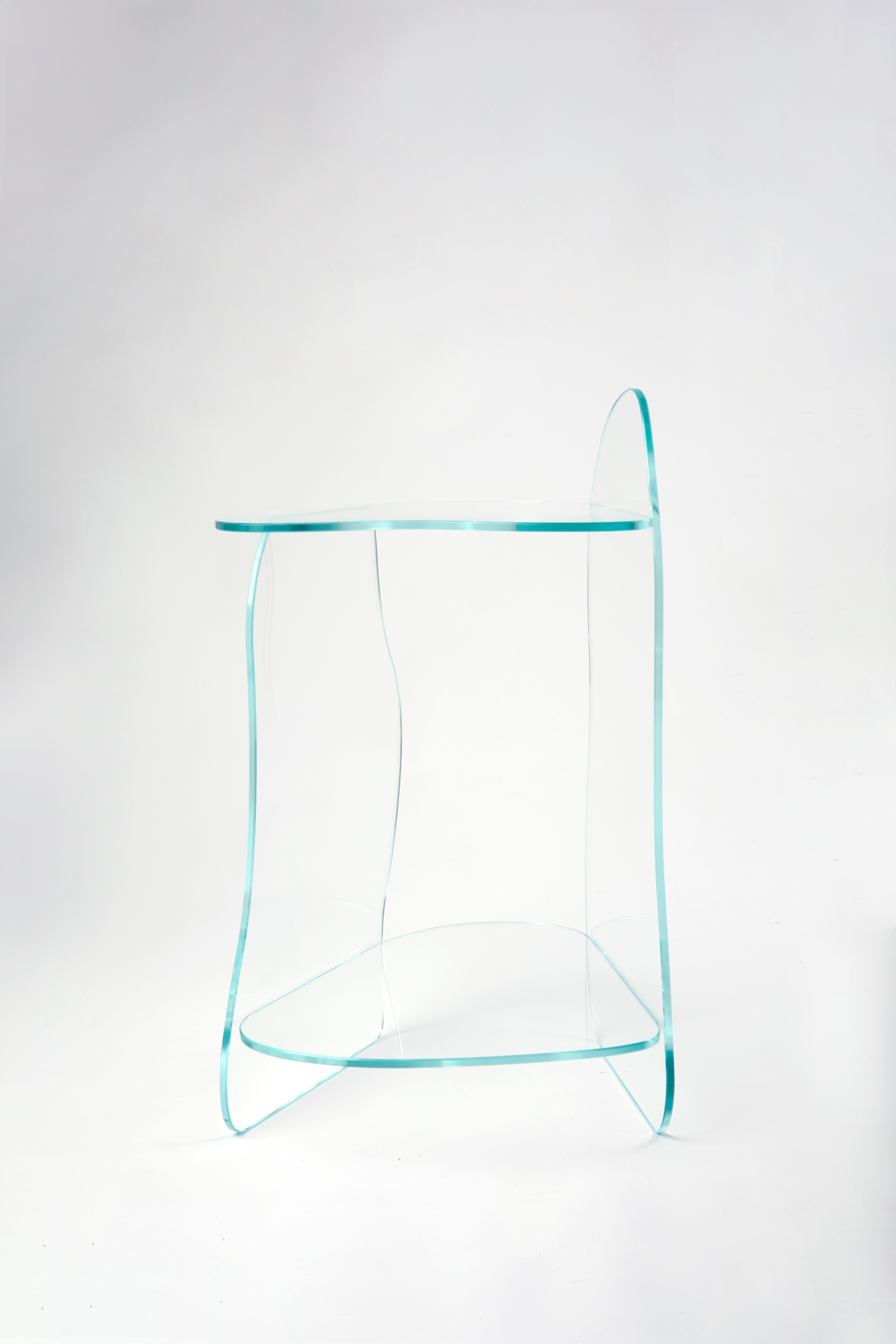 Modern Dolmen Clear Glass Side Table Sculpted by Studio-Chacha For Sale