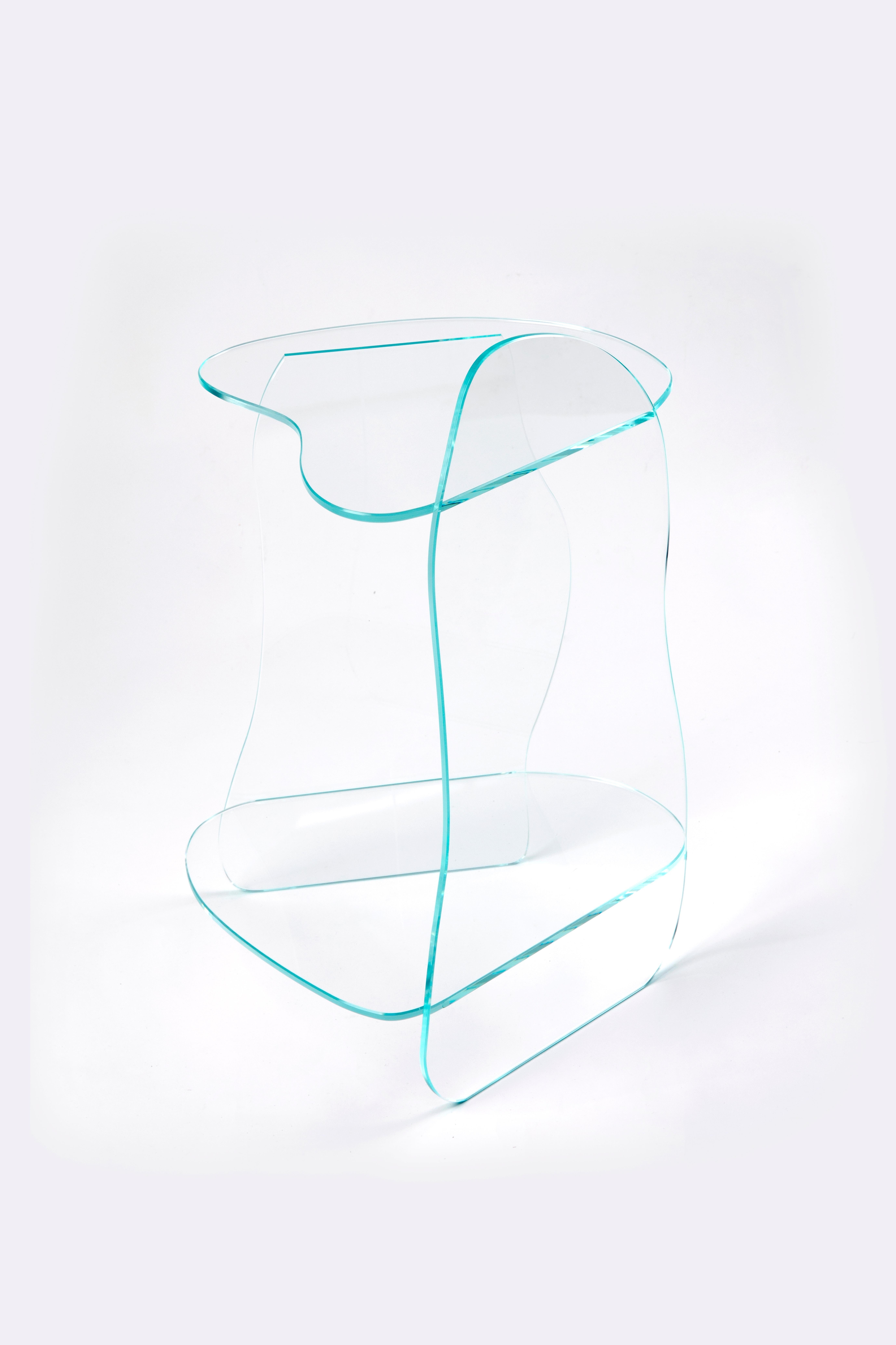 Modern Dolmen Clear Glass Side Table Sculpted by Studio-Chacha