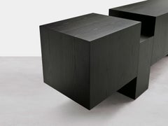 Dolmen, unstructured black Ash square sideboard, Dainelli Studio for Somaschini