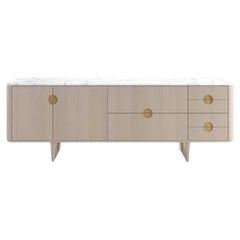 Dolmen Credenza – Nordic Beech with Brass-Toned Accents