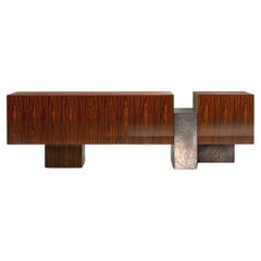 Dolmen, unstructured Palisander square sideboard, Dainelli Studio for Somaschini