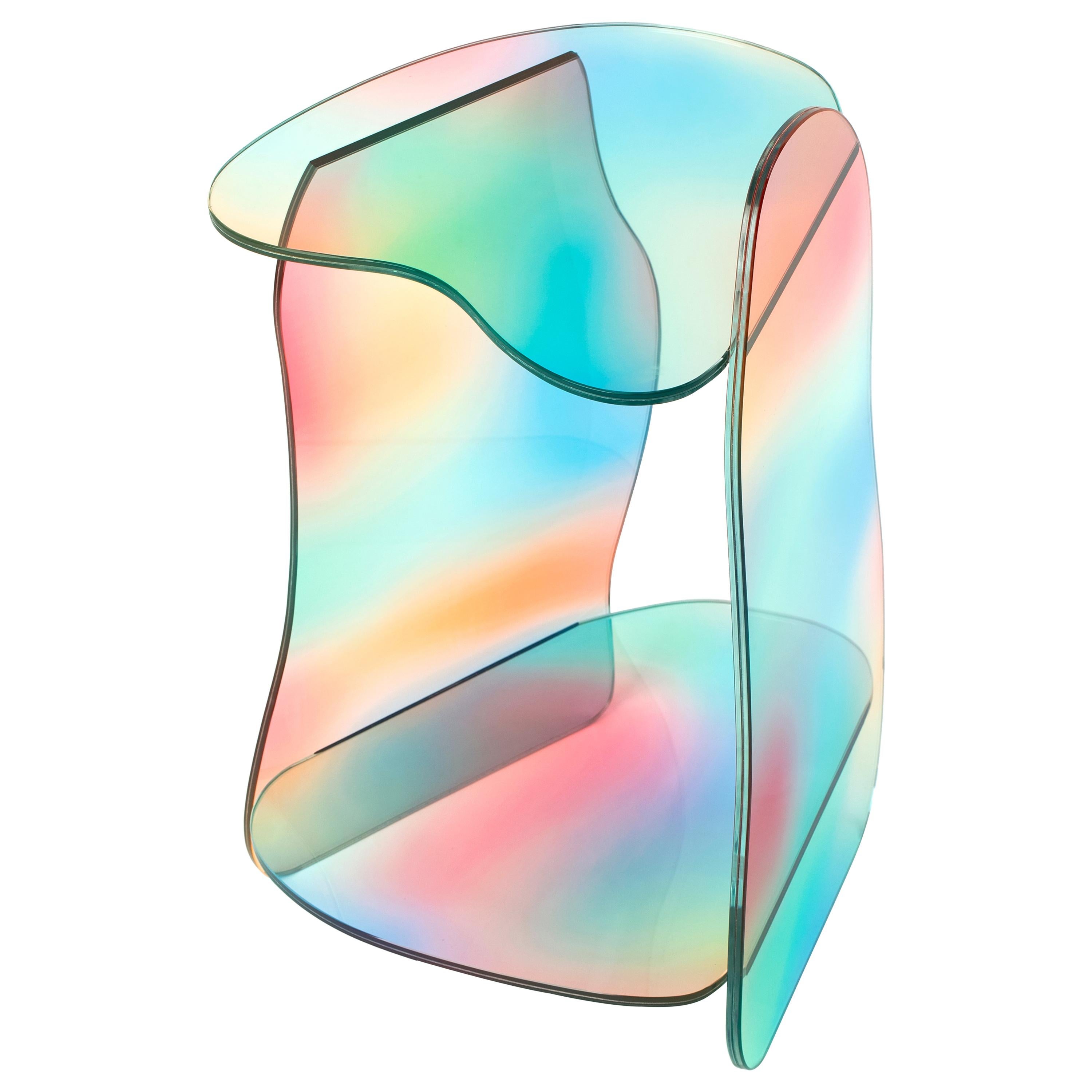 Dolmen Dichroic Glass Side Table Sculpted by Studio-Chacha