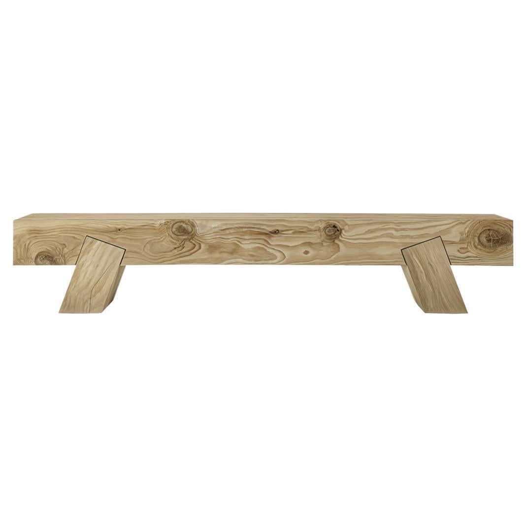 Dolmen Solid Cedar Wood Bench, Designed by Giovanni Tomasini, Made in Italy 