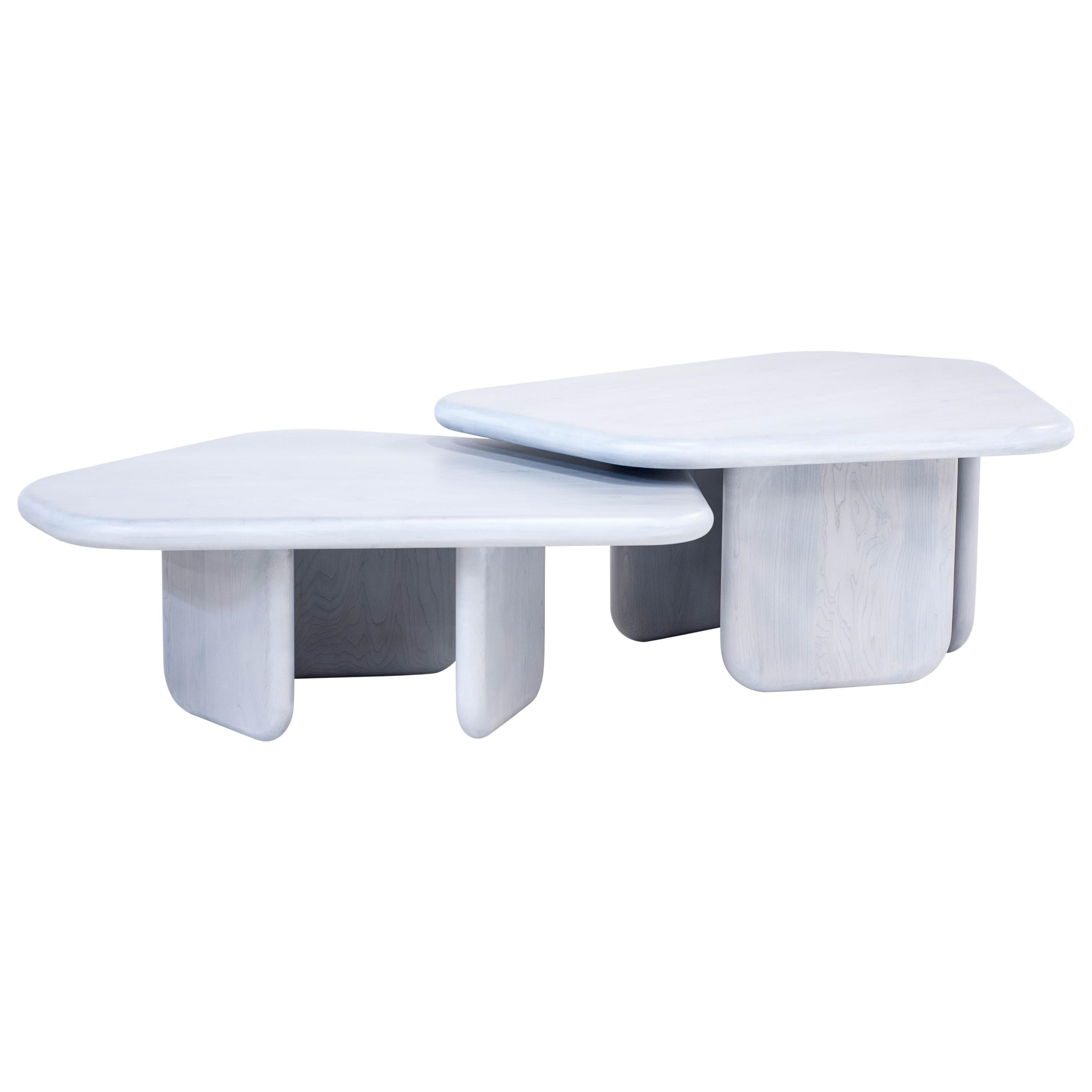Dolmen Tables 'Nesting Pair' in Stonewashed Maple App. Configuration