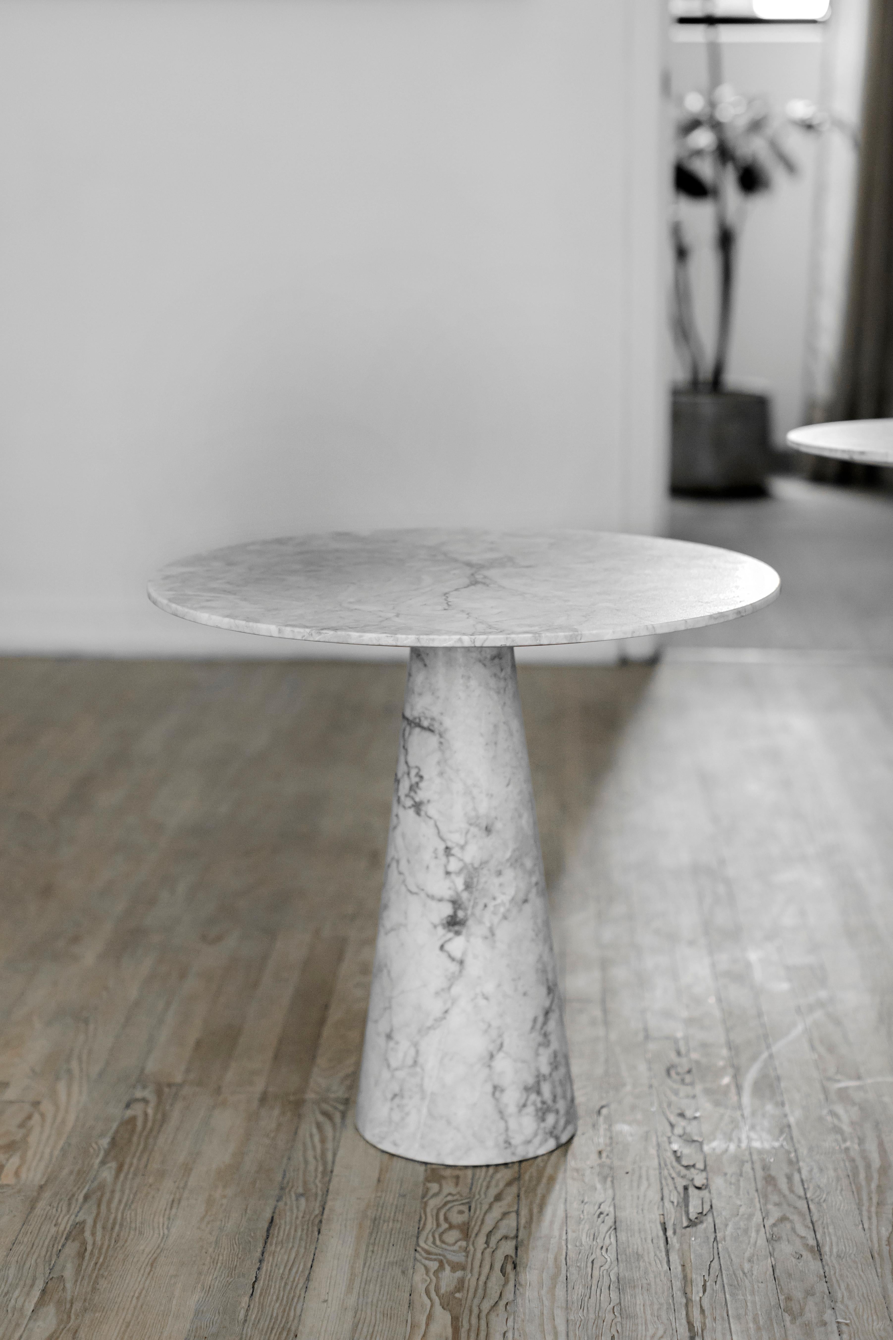 Hand-Crafted Dolmen White Marble Medium Side Table For Sale