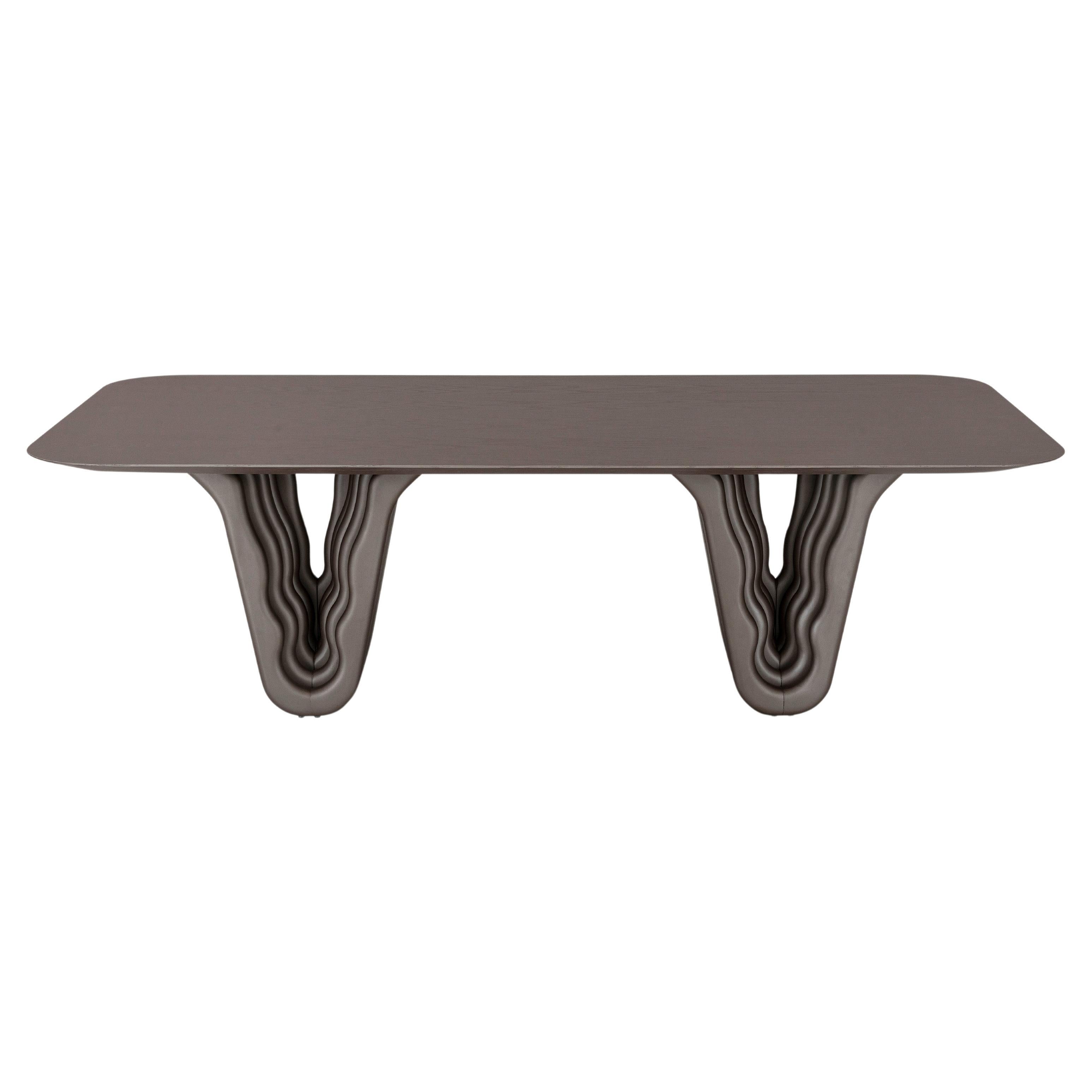 Tavolo da pranzo Chocolate Oak con base scultorea e piano da 98 pollici, Dolomitas Line