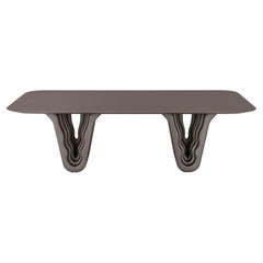 Tavolo da pranzo Chocolate Oak con base scultorea e piano da 98 pollici, Dolomitas Line