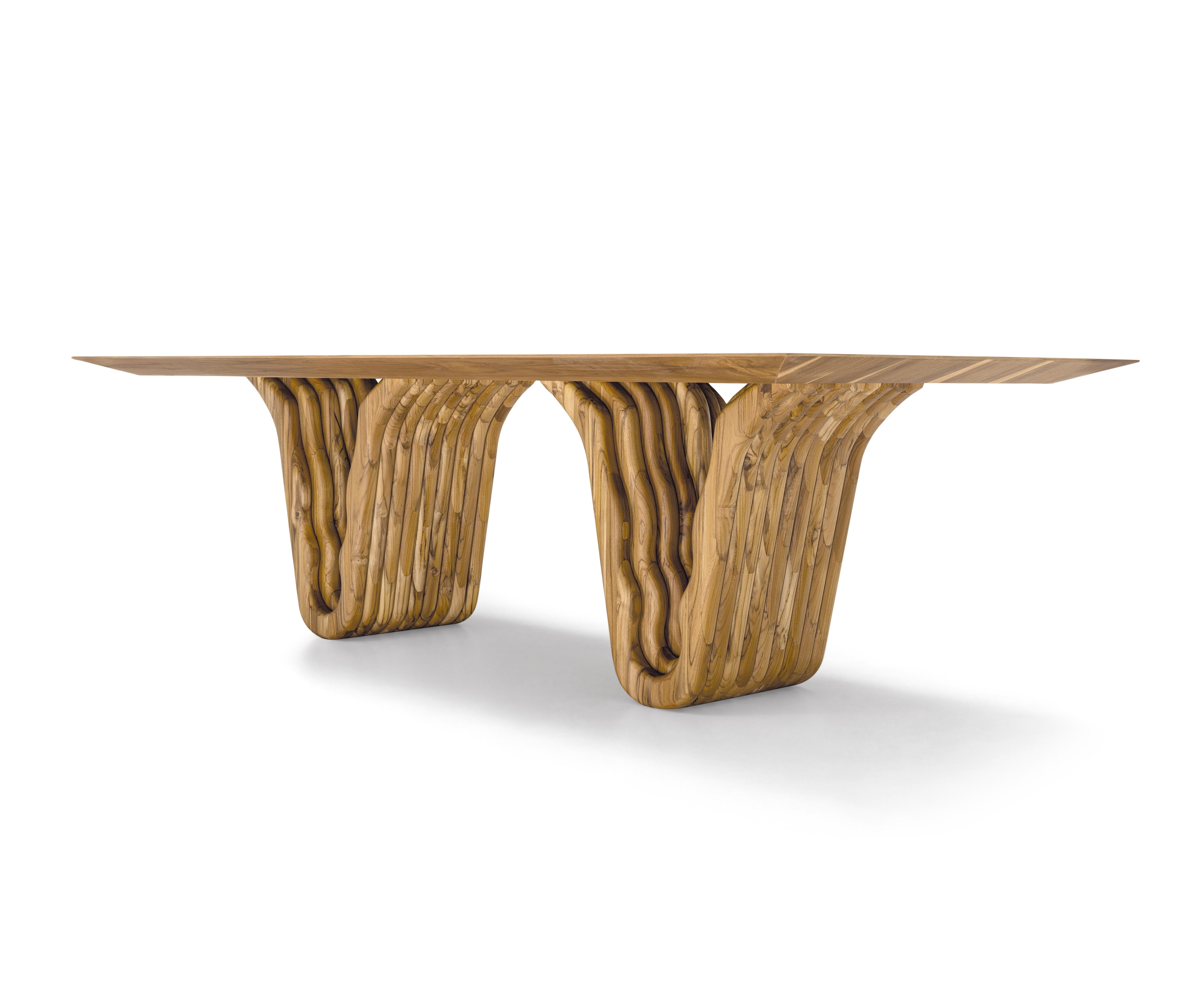 Impiallacciato Tavolo da pranzo in Wood Wood con piano da 118 pollici e base solida, Collection'S in vendita