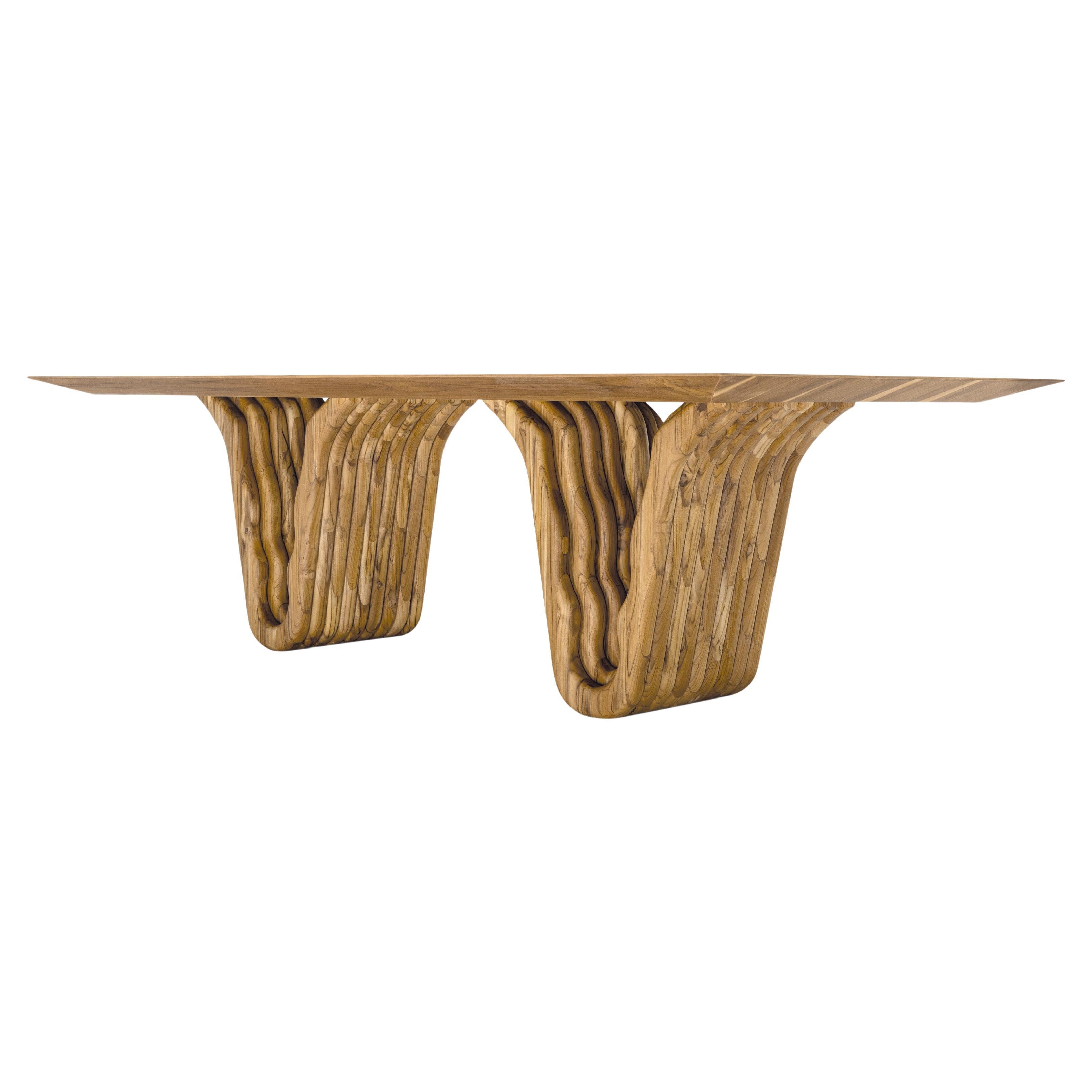 Dolomitas Dining Table in Teak Wood Finish 118''