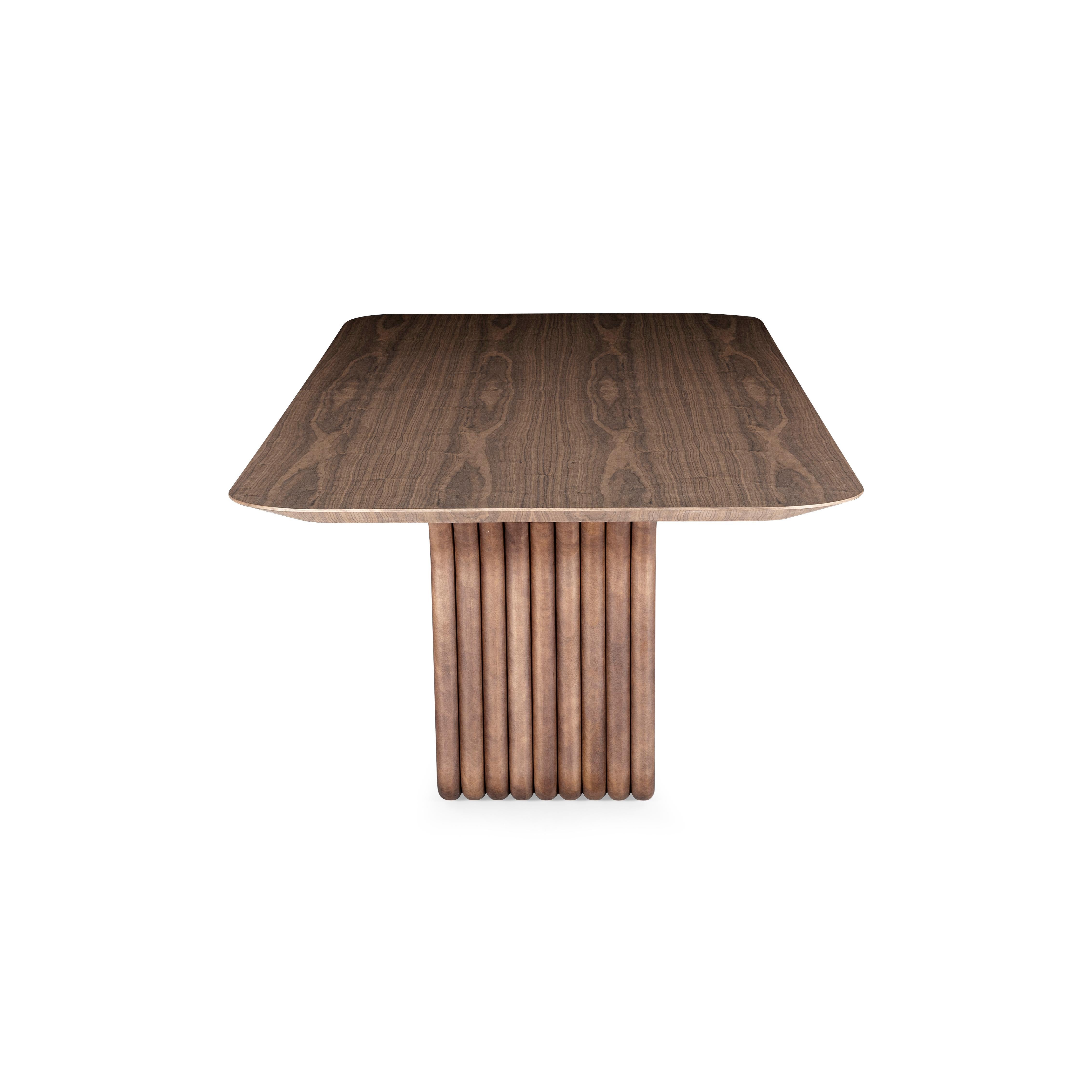 Contemporary Dolomitas Dining Table in Walnut Wood Finish 118'' For Sale