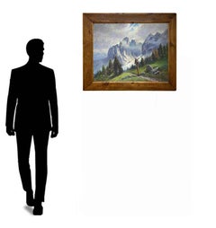 Dolomites Mountains Landscape Oil Painting, 1910