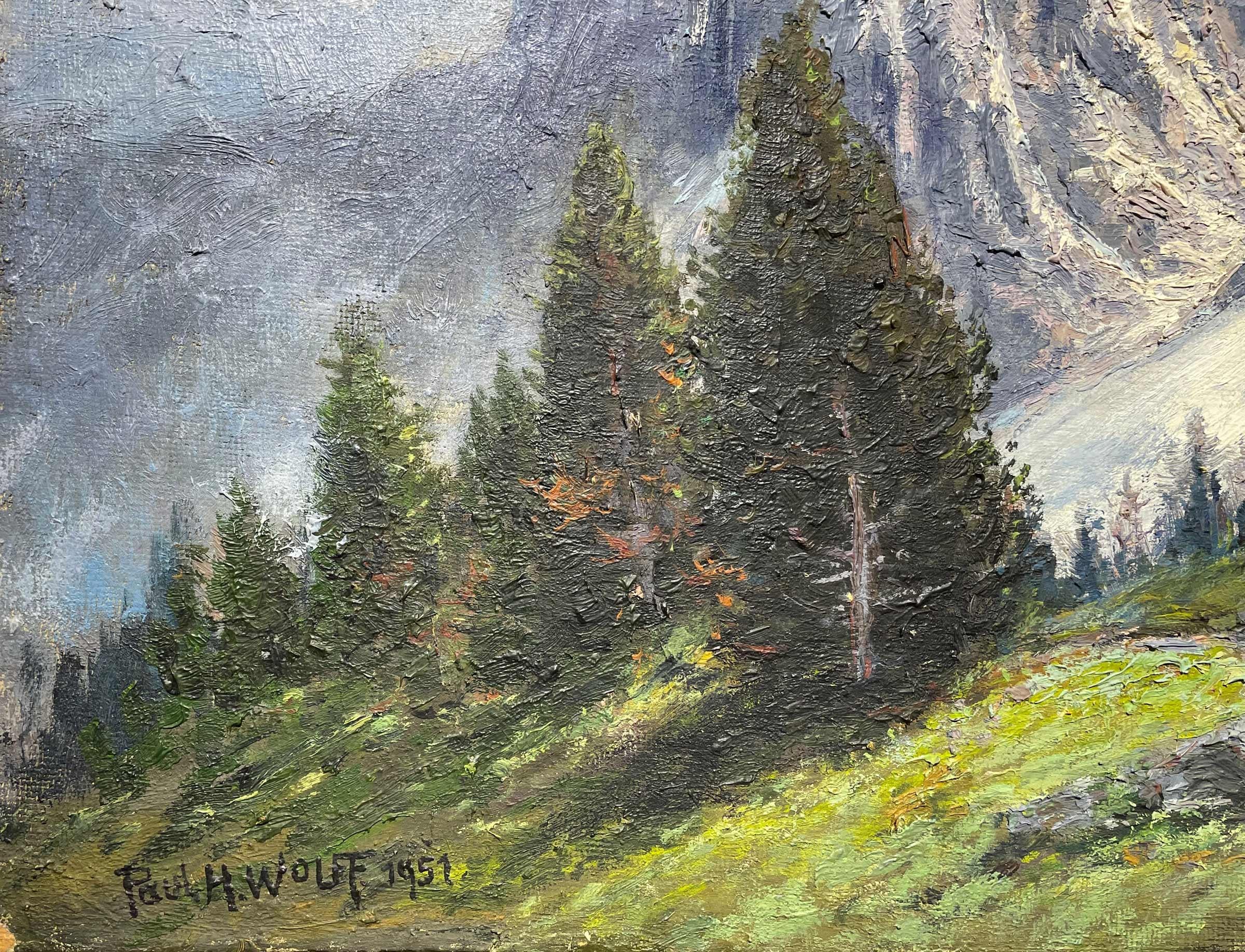 Mid-20th Century Dolomites Mountains Landscape Oil Painting, 1910