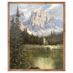Dolomites Oil on Canvas -Max Pistorius - Karersee Carezza Lake