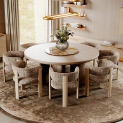 Dolomites Round Dining Table in Wood with Lazy Susan, Handmade by Stylish Club