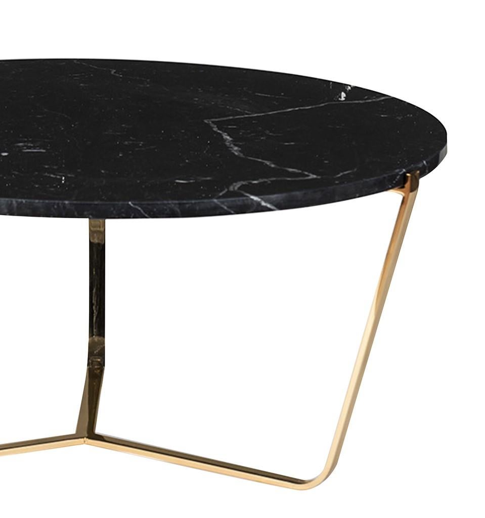 Italian Dolomiti Marquina Marble Tall Coffee Table