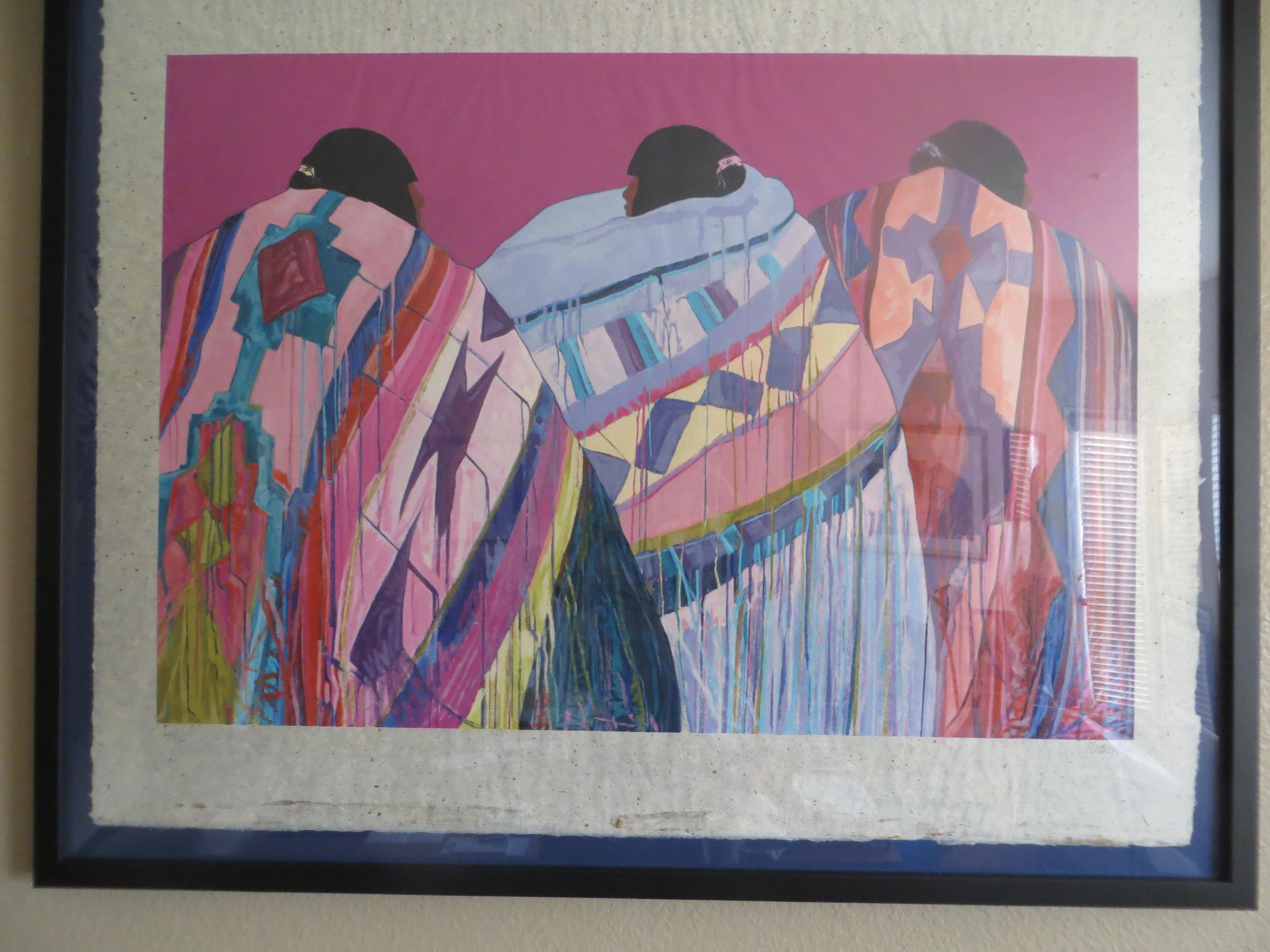 Three Native Americans Aftre Dolona Roberts litho  III / C numbered  signed For Sale 1