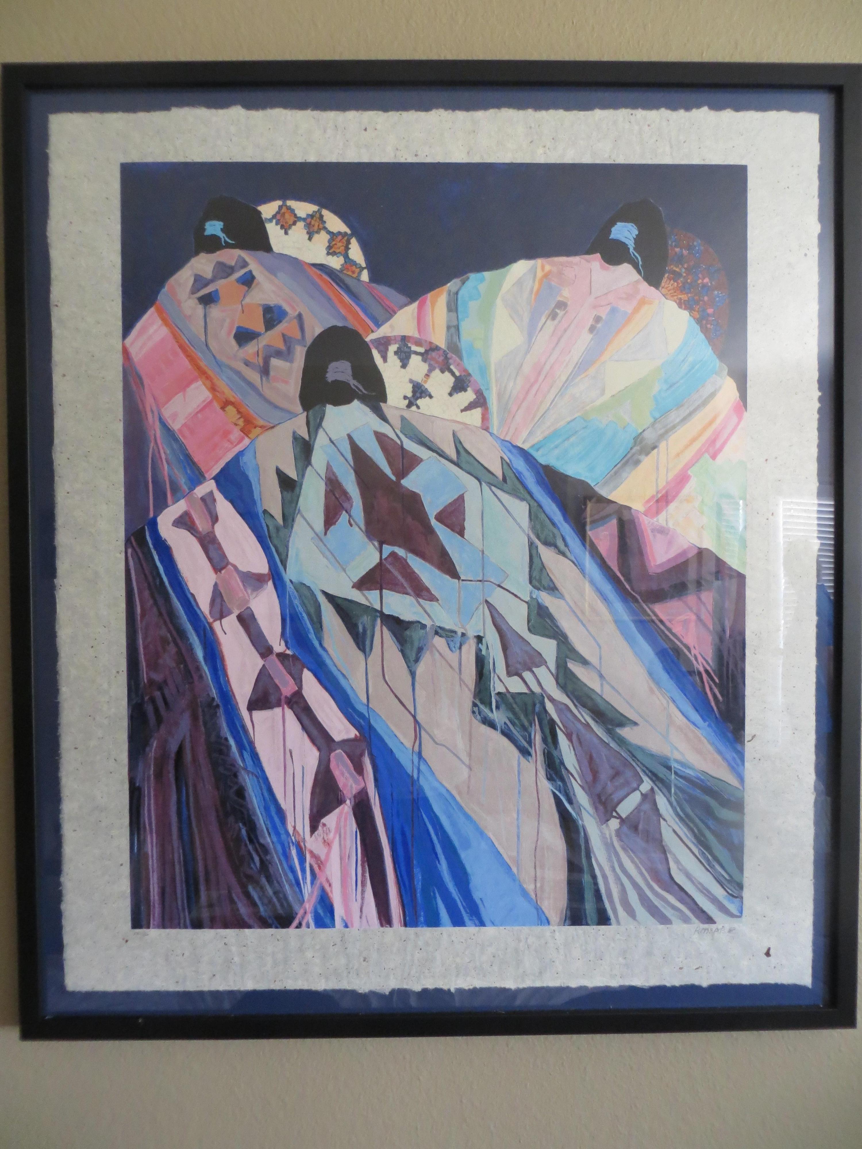  Original  Lithograph after Dolona Roberts numbered XXII / C . 45 in X 40 . Custom framed 
 Born in 1936 in Santa Fe, New Mexico, Roberts has had a life-long fascination with the history and life of the Pueblo Indians which inspired her to become an