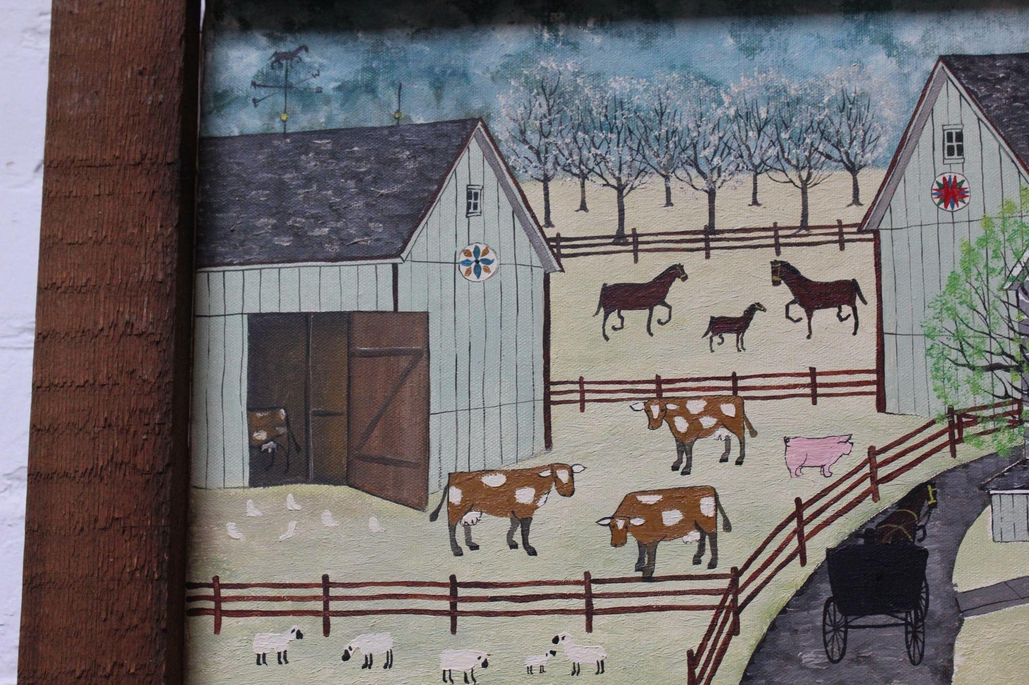 Dolores Hackenberger Folk Art Amish Farm Scene 7