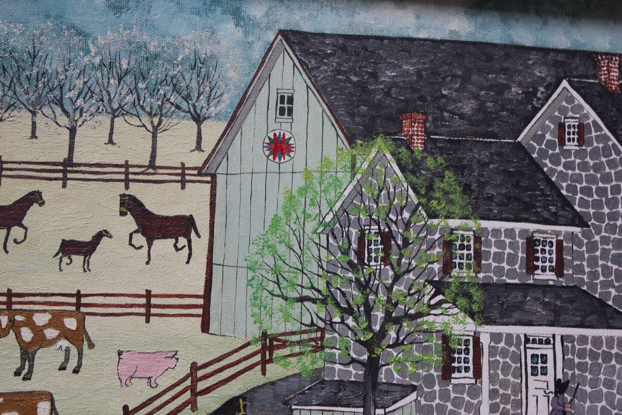 Dolores Hackenberger Folk Art Amish Farm Scene 1