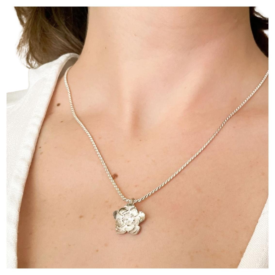 Dolores Ortega Gardenia Pendant Necklace in 925 Sterling Silver