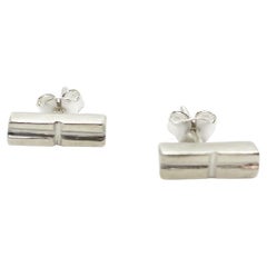 Dolores Ortega New Handcrafted Sterling Silver minimalist Rectangular Earrings