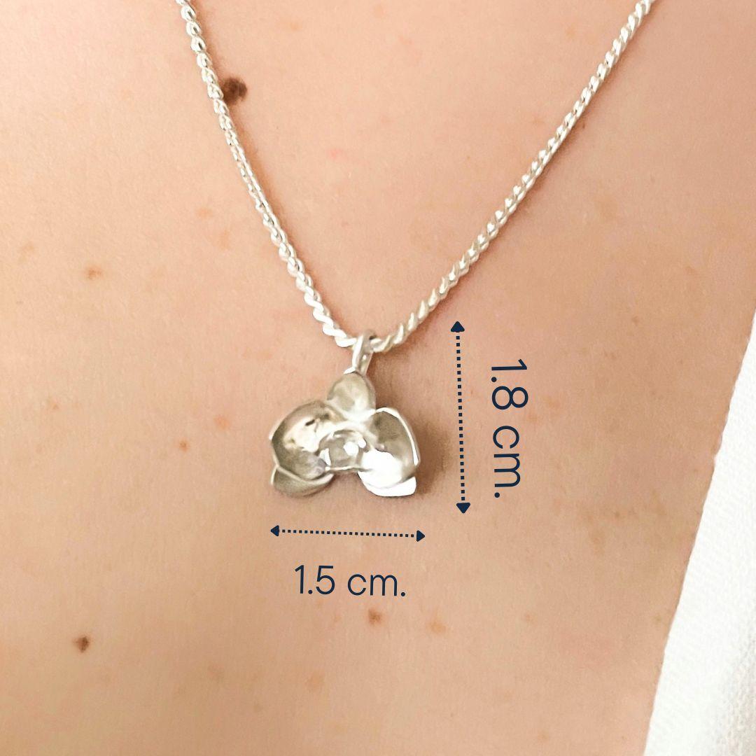 Artisan Dolores Ortega Orchid Pendant Necklace in 925 Sterling Silver For Sale