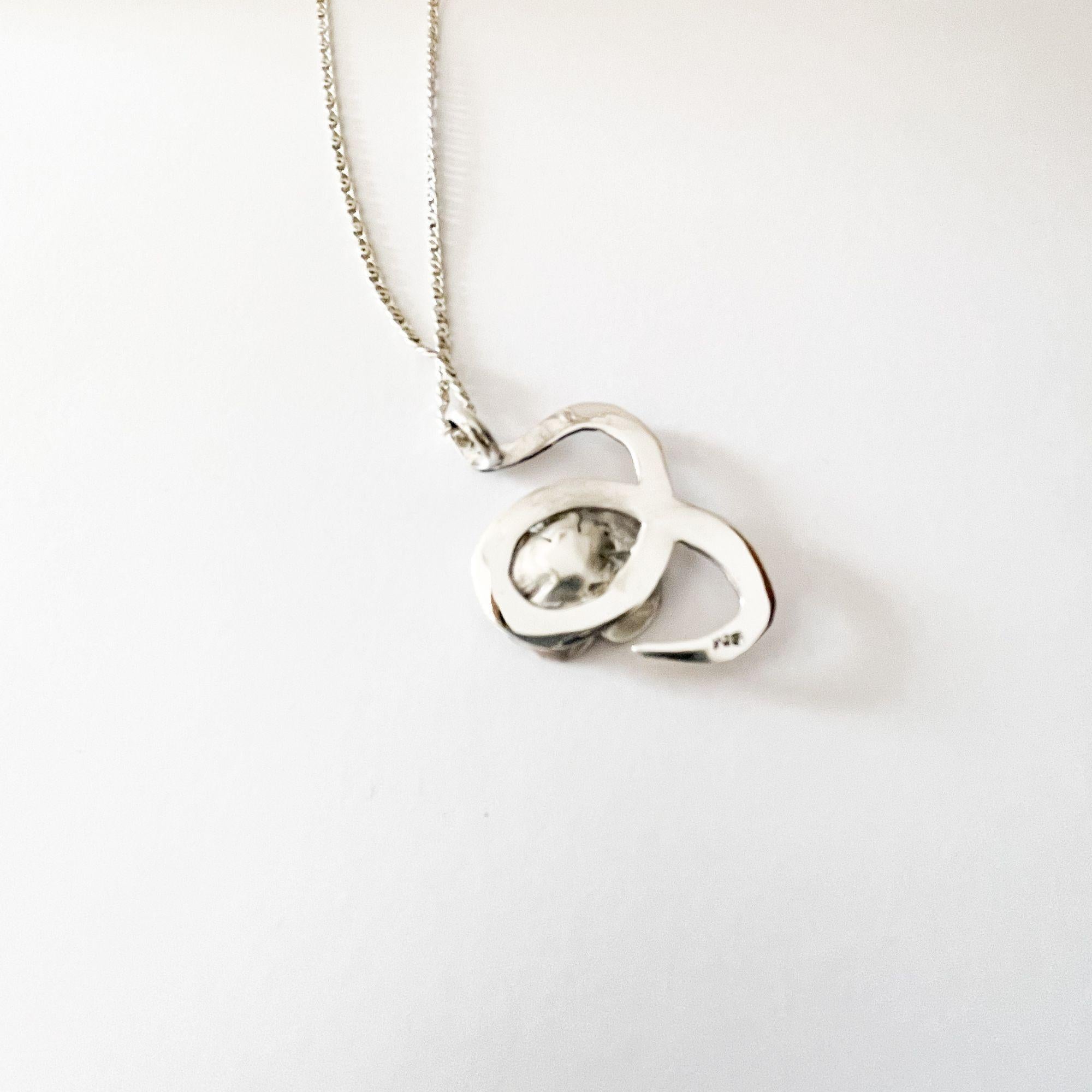 Dolores Ortega Sterling Silver Large Snake and Bloom Pendant – Botanical Handmad For Sale 4