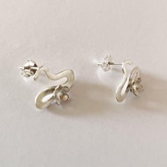Dolores Ortega Sterling Silver Small Snake and Floral Infinity Earrings –