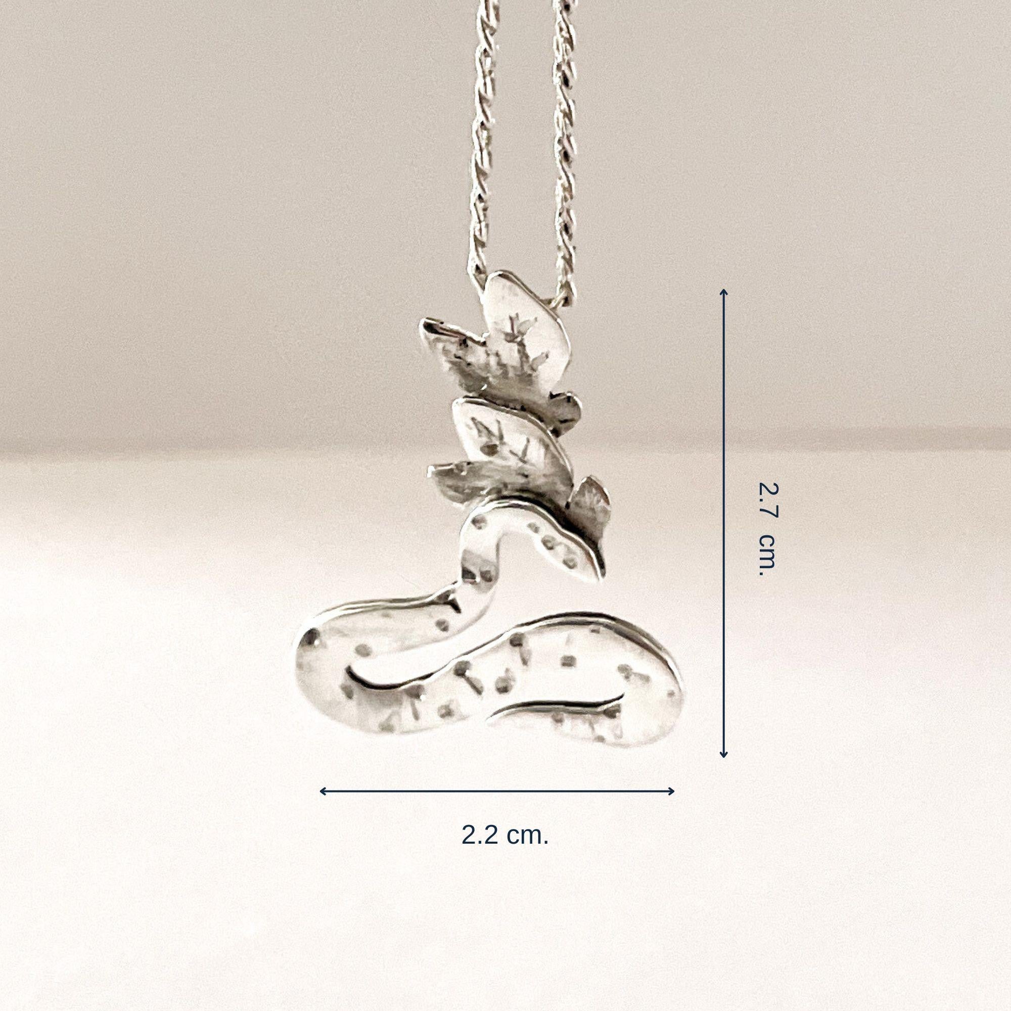 Ciondolo con serpente e foglie in argento Sterling di Dolores Ortega - Botanico fatto a mano in vendita 1