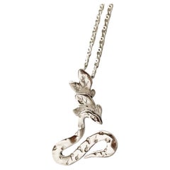 Dolores Ortega Sterling Silver Snake and Leaves Pendant – Handcrafted Botanical