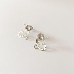 Dolores Ortega Sterling Silver Snake and Sakura Earrings – Handcrafted Botanical