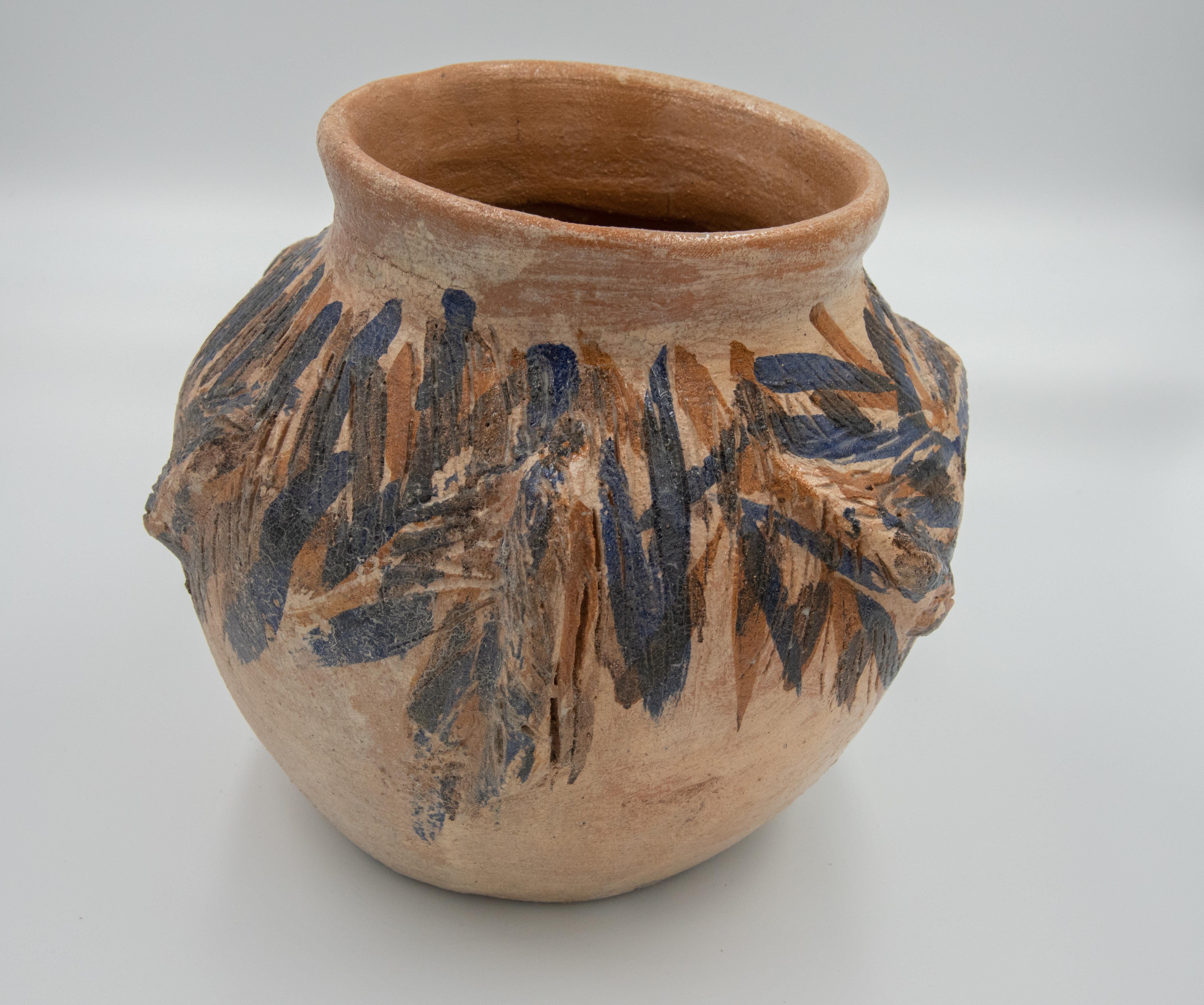 Contemporary Dolores Porras Mexican Antique Rustic Vase Iguana Clay Made in Oaxaca, 2006