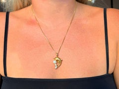 Dolphin Akoya-Perlen-Diamant-Halskette aus 18-karätigem Gelbgold