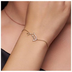 Dolphin Charm Bracelet 925 Sterling Silver Moissanite Bracelet Beautiful Gift.
