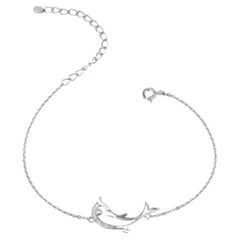 Dolphin Charm Bracelet 925 Sterling Silver Moissanite Bracelet Beautiful Gift. Dolphin Charm Bracelet 925 Sterling Silver Moissanite Bracelet Beautiful Gift.