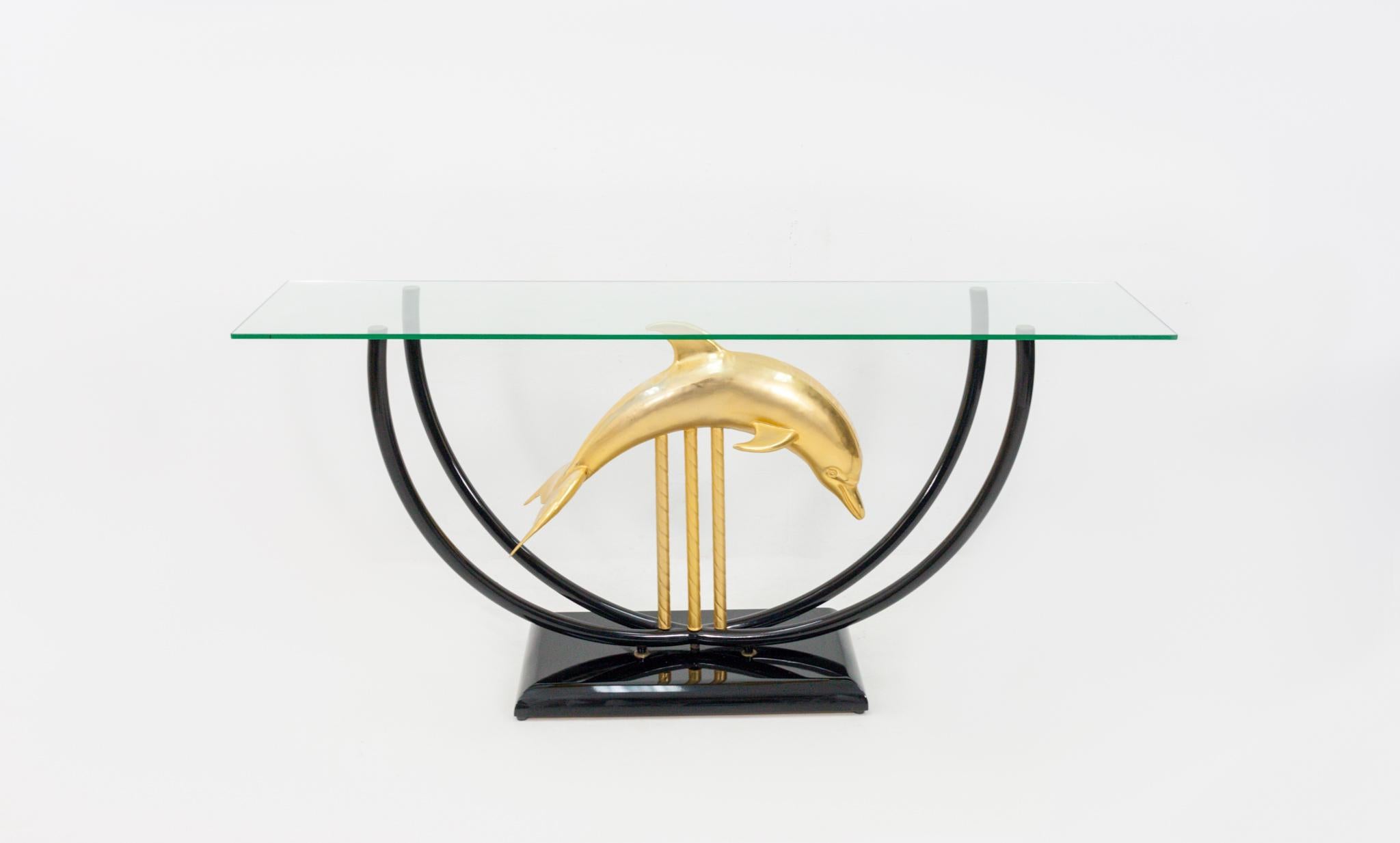 Late 20th Century Dolphin Console Table Hollywood Regency, 1970s