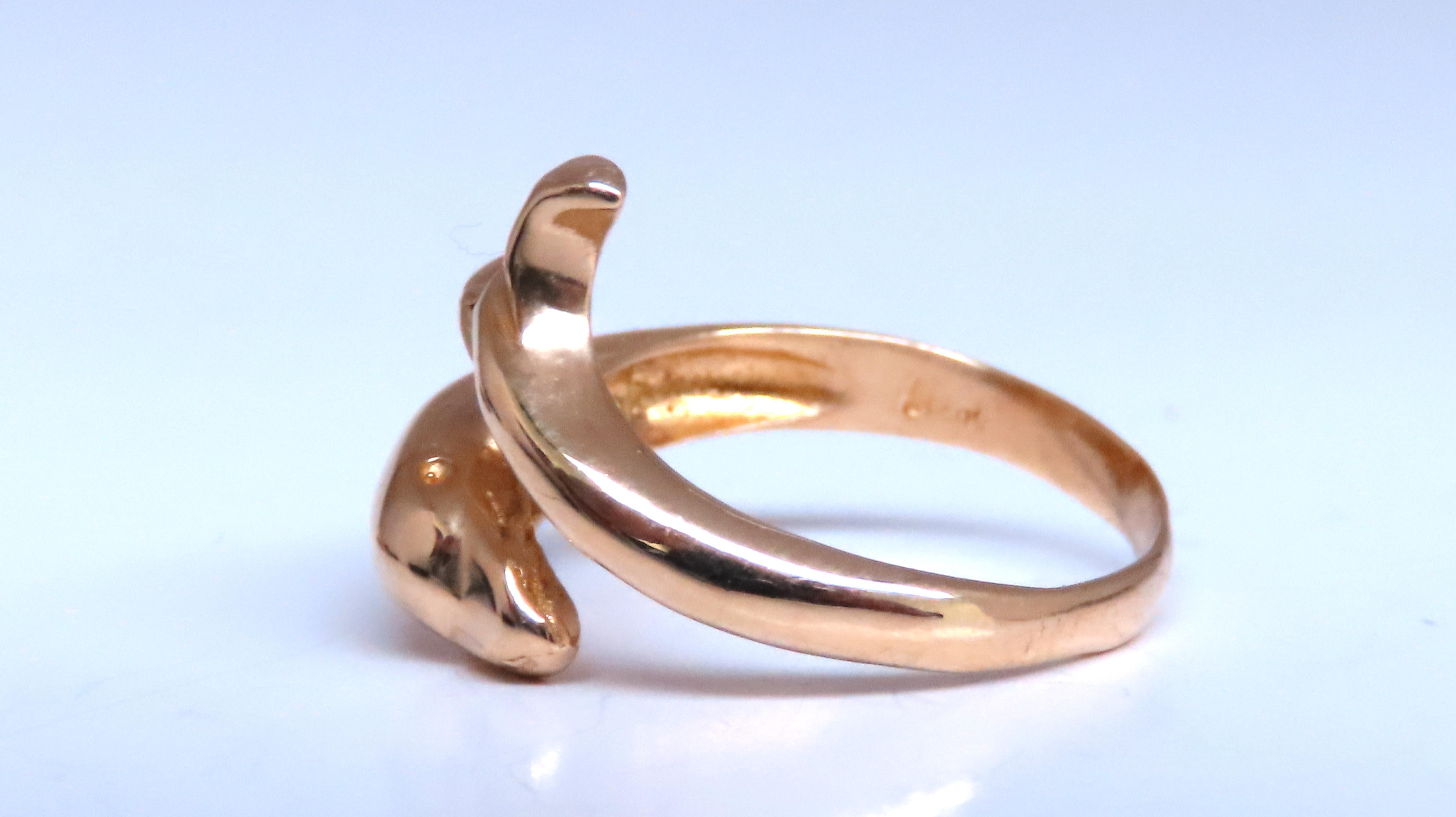 Contemporary Dolphin Crossover Wrap Ring 14kt Gold  12546 For Sale
