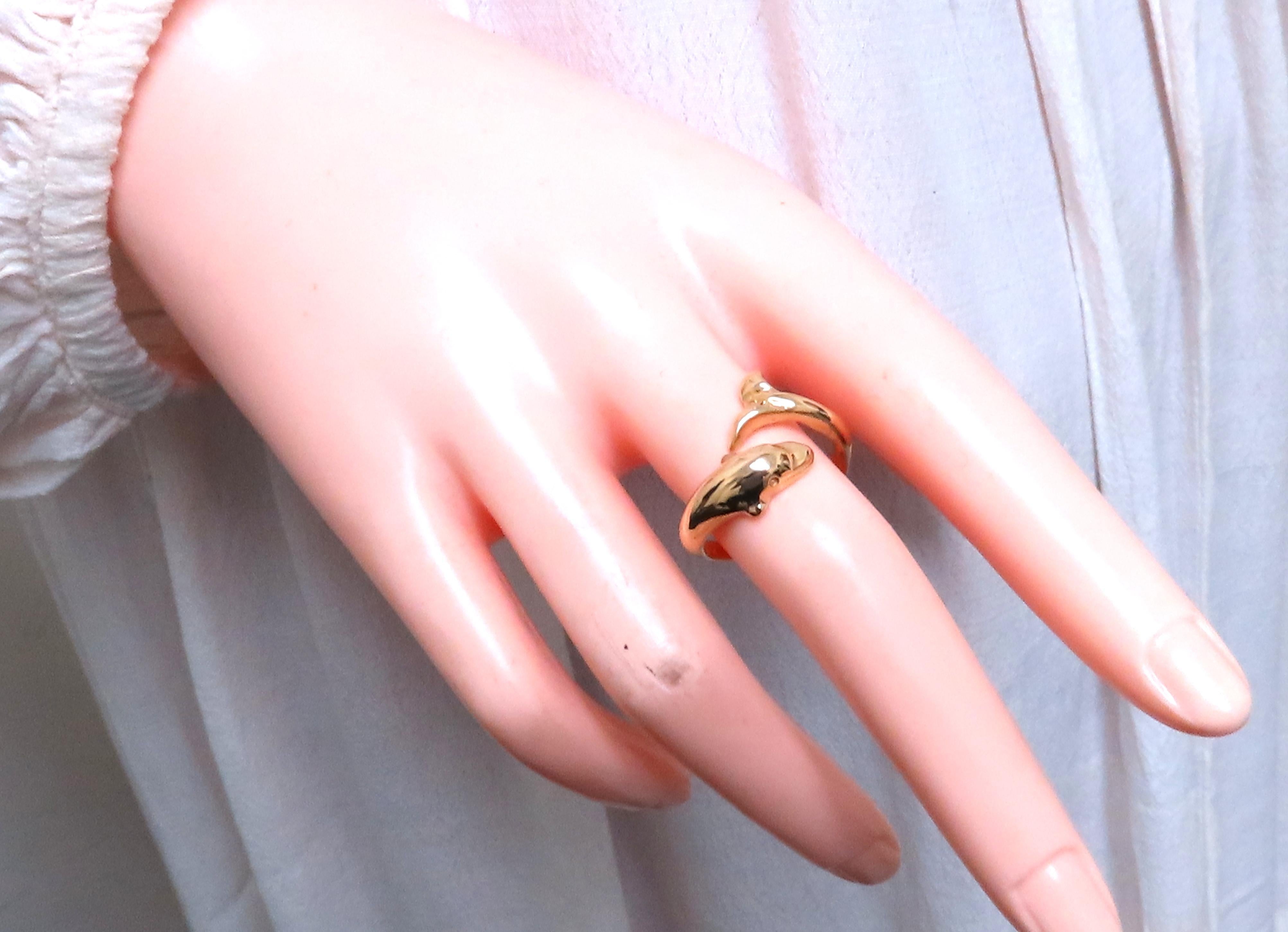 Women's Dolphin Crossover Wrap Ring 14kt Gold  12546 For Sale