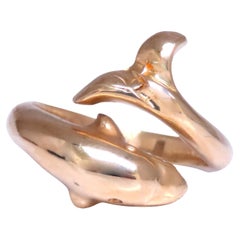Dolphin Crossover Wrap Ring 14kt Gold 12546*