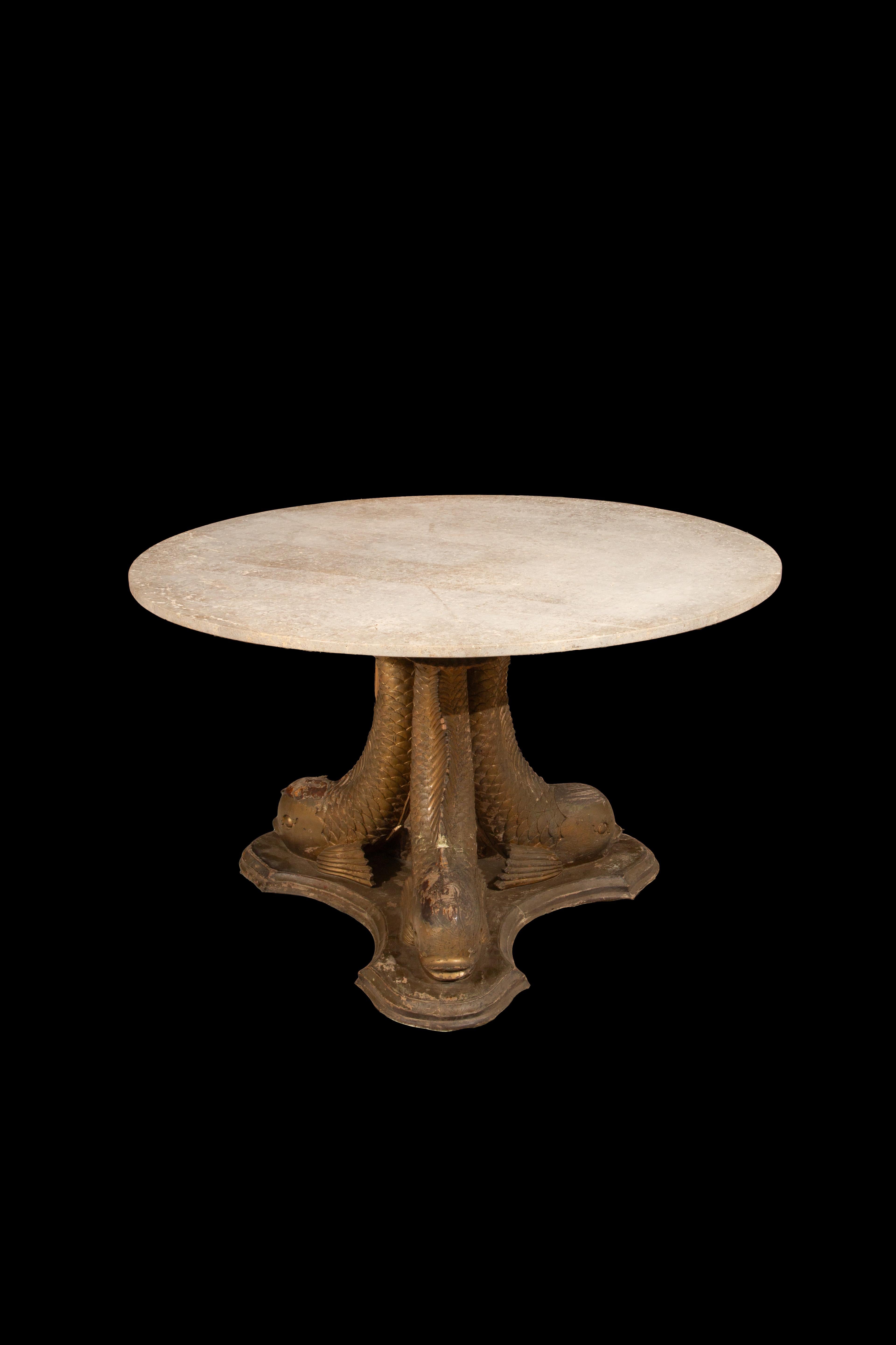 Dolphin Dance: 19th-Century Elegance in Carved Wood & Limestone For Sale 5
