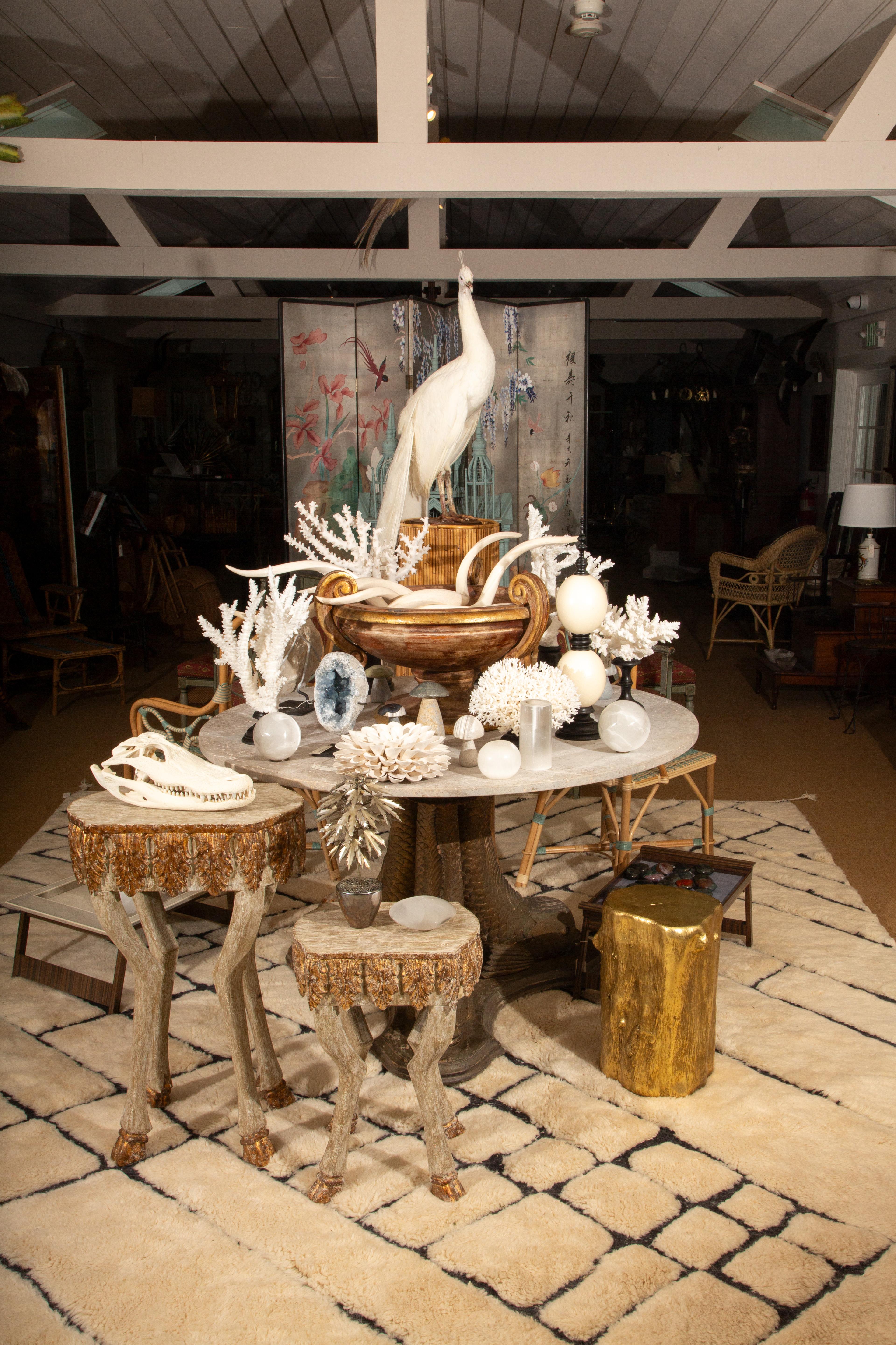 Dolphin Dance: 19th-Century Elegance in Carved Wood & Limestone For Sale 10