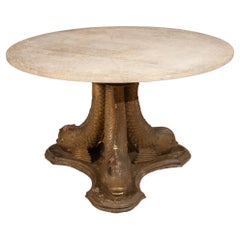 Dolphin Dance: 19th-Century Elegance in Carved Wood & Limestone