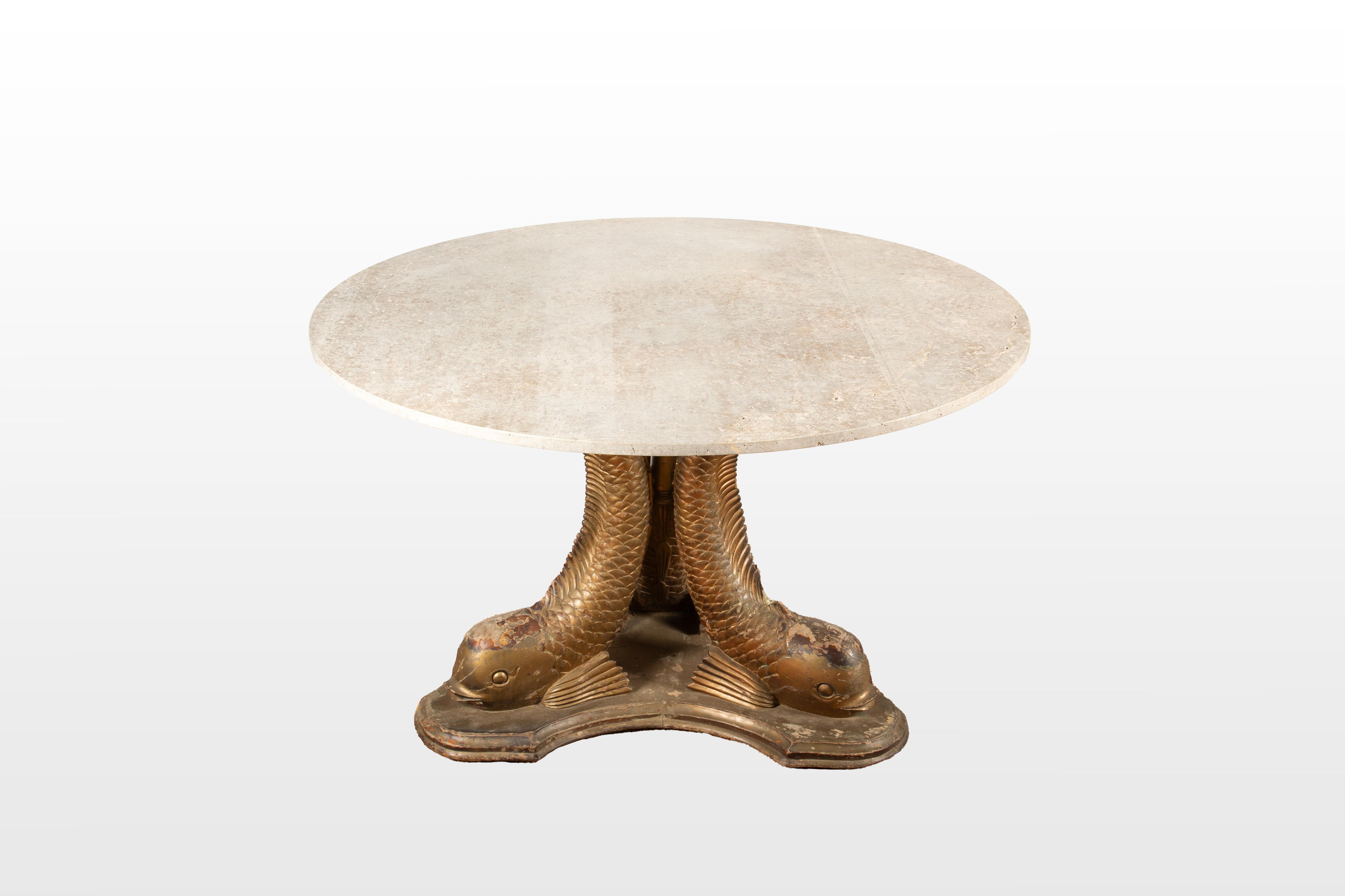 Dolphin Dance: 19th-Century Elegance in Carved Wood & Limestone In Good Condition For Sale In New York, NY