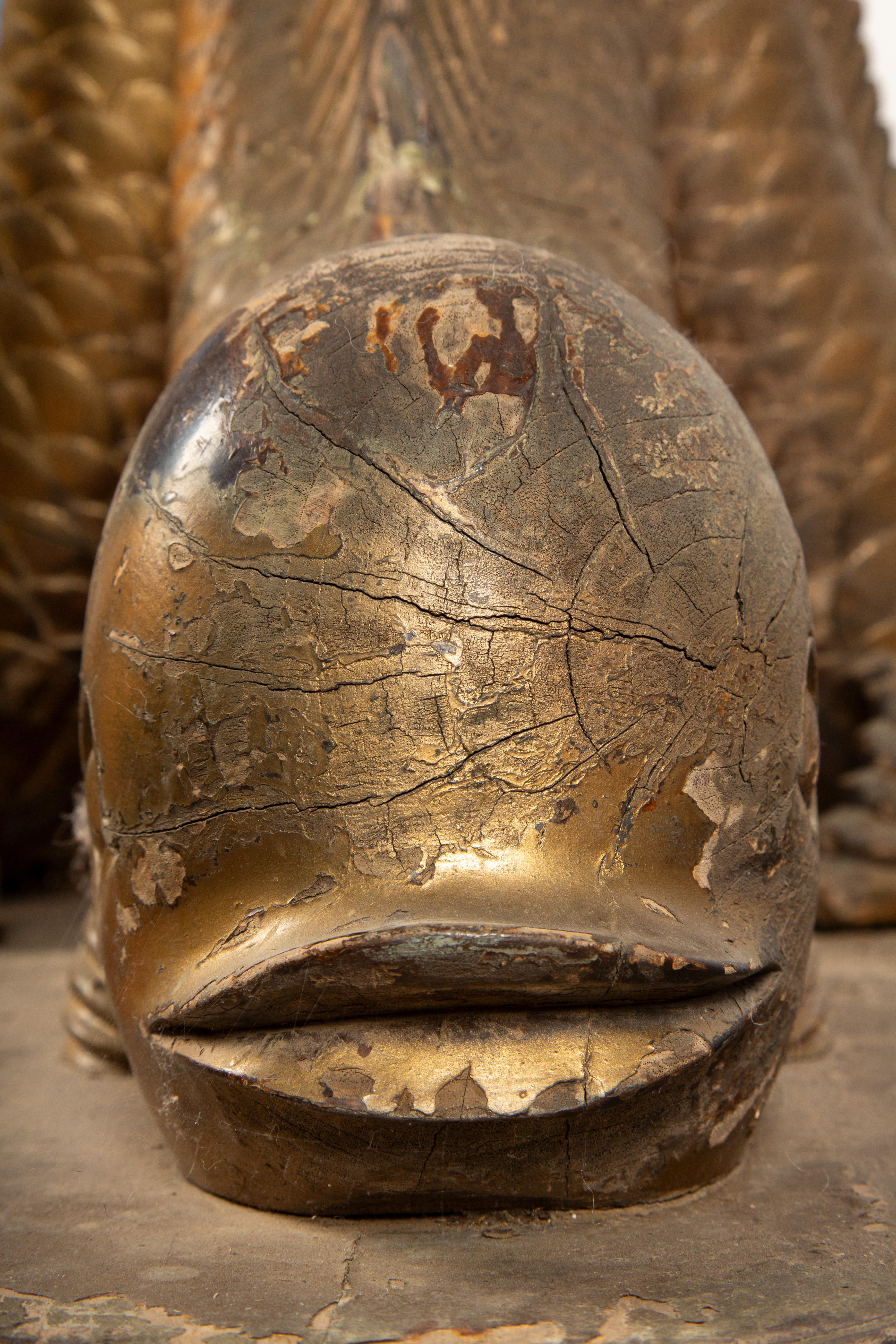 Dolphin Dance: 19th-Century Elegance in Carved Wood & Limestone For Sale 2