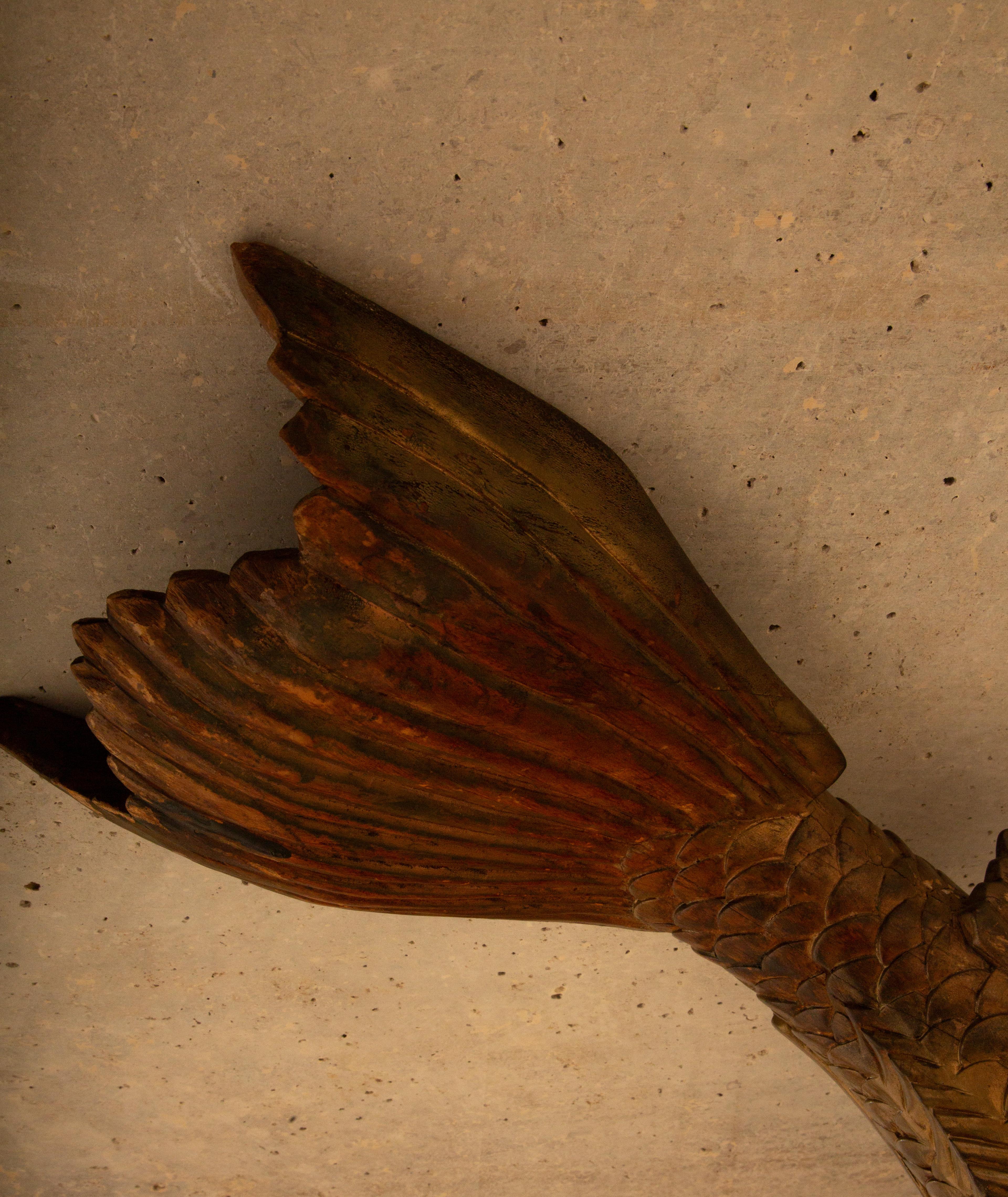 Dolphin Dance: 19th-Century Elegance in Carved Wood & Limestone For Sale 4