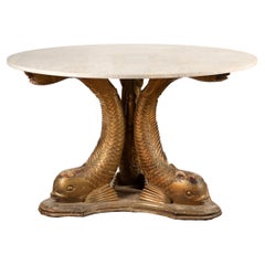 Dolphin Dance: 19th-Century Elegance in Carved Wood & Limestone