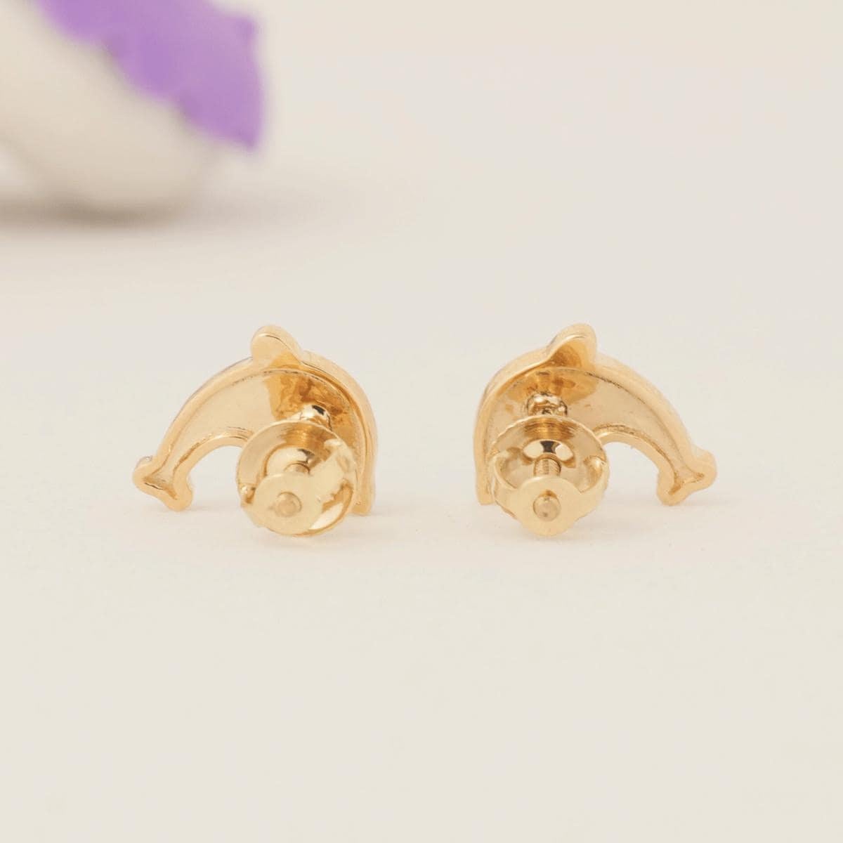 Orecchini con diamanti a forma di delfino in oro massiccio 14k (certificati) In condizioni Nuovo in vendita a New Delhi, DL