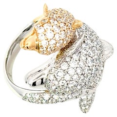 Bague exclusive en or 18 carats diamant dauphin blanc
